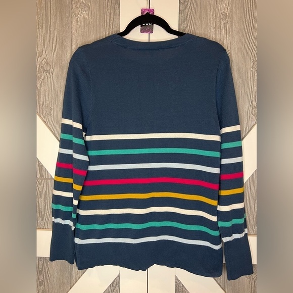 B14.09 Time and True “Hello” Lightweight Cotton Sweater Multicolor Striped L - Picture 6 of 6